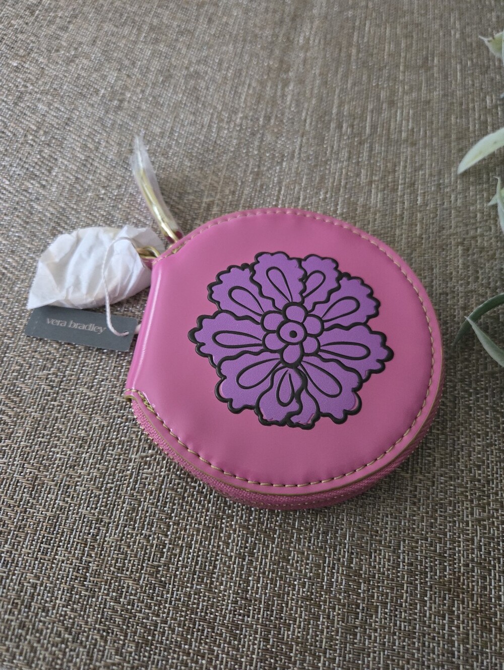 Vera Bradley Hot Pink Floral Round Coin Pouch